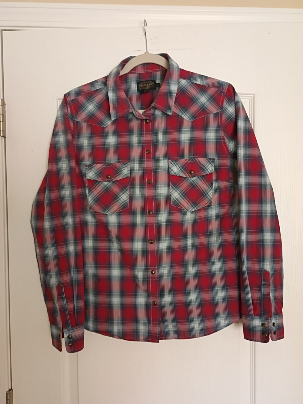 Pendleton Red and Navy l Plaid Button-Down Women's Shirt